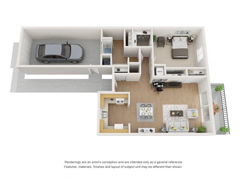 Floor plan for 1 bed, 1 bath, 994 sqft